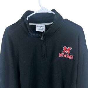 Champion Sweatshirt Mens 2XL Black Miami University RedHawks Quarter Zip